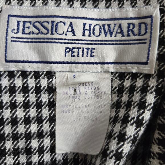 Jessica Howard Vtg 80s Dark Academia Librarian Velvet Houndstooth Midi Dress 10 - Picture 8 of 12